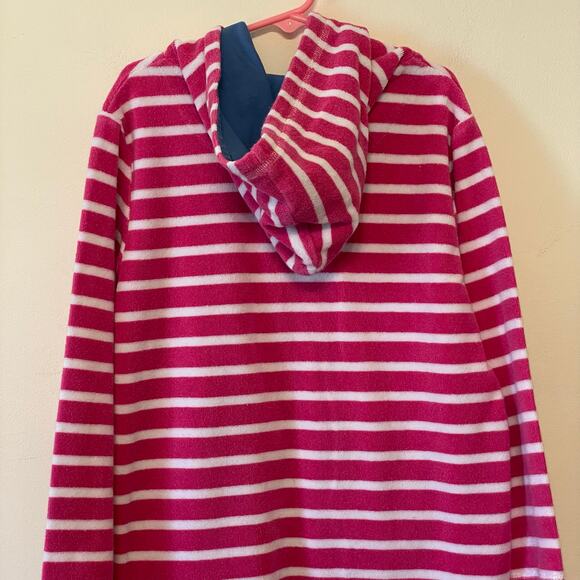 Boden 7-8Y Girls long sleeve hoodie stripe turtle white pink animal cozy comfy - Picture 6 of 7